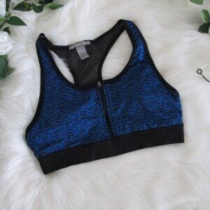 F21 |  Marble Blue Zipper Racerback Sports Bra